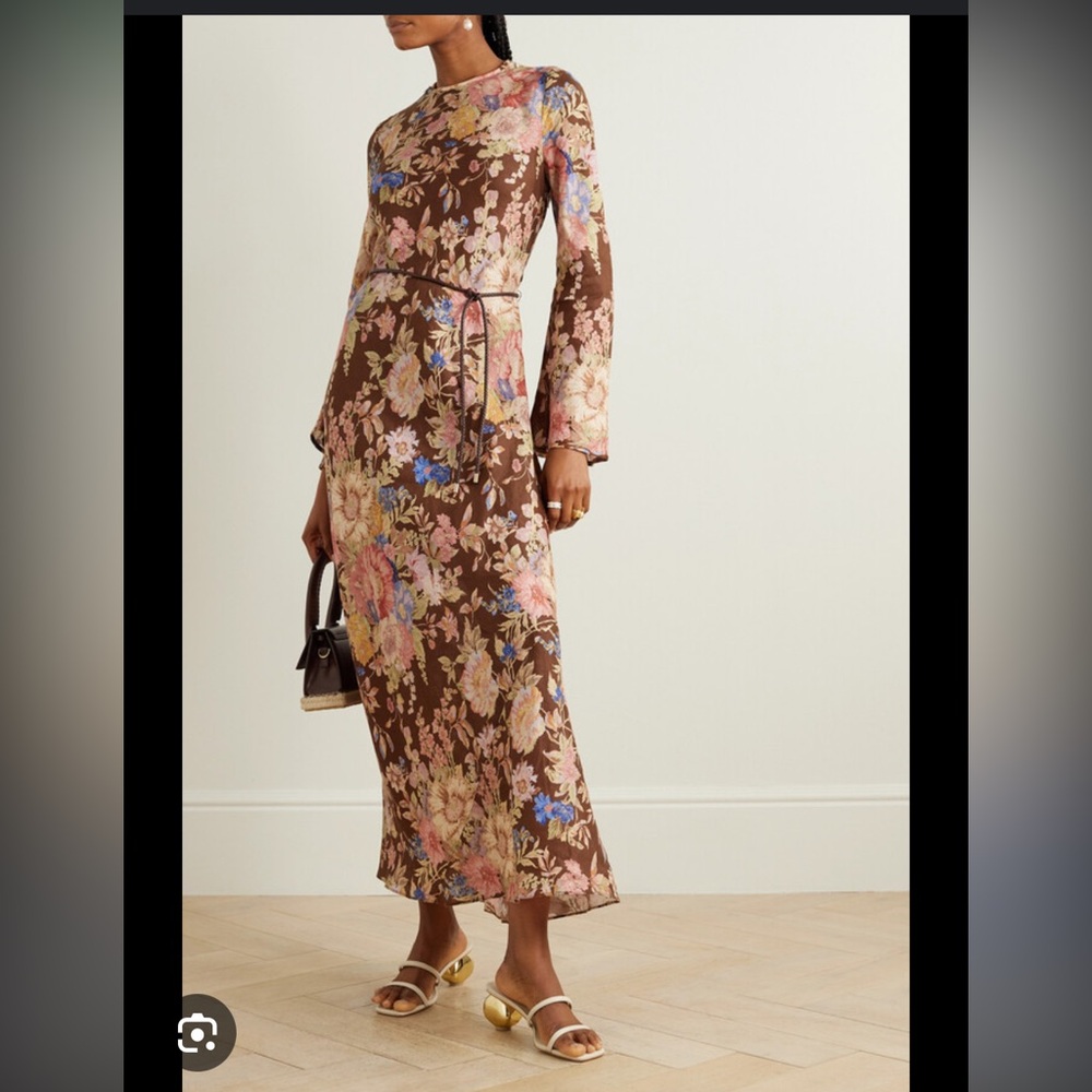 Zimmermann August belted floral-print linen maxi dress